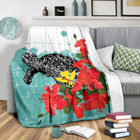 Hawaii Turle Sea Hibiscus Premium Blanket - Polynesian Pride