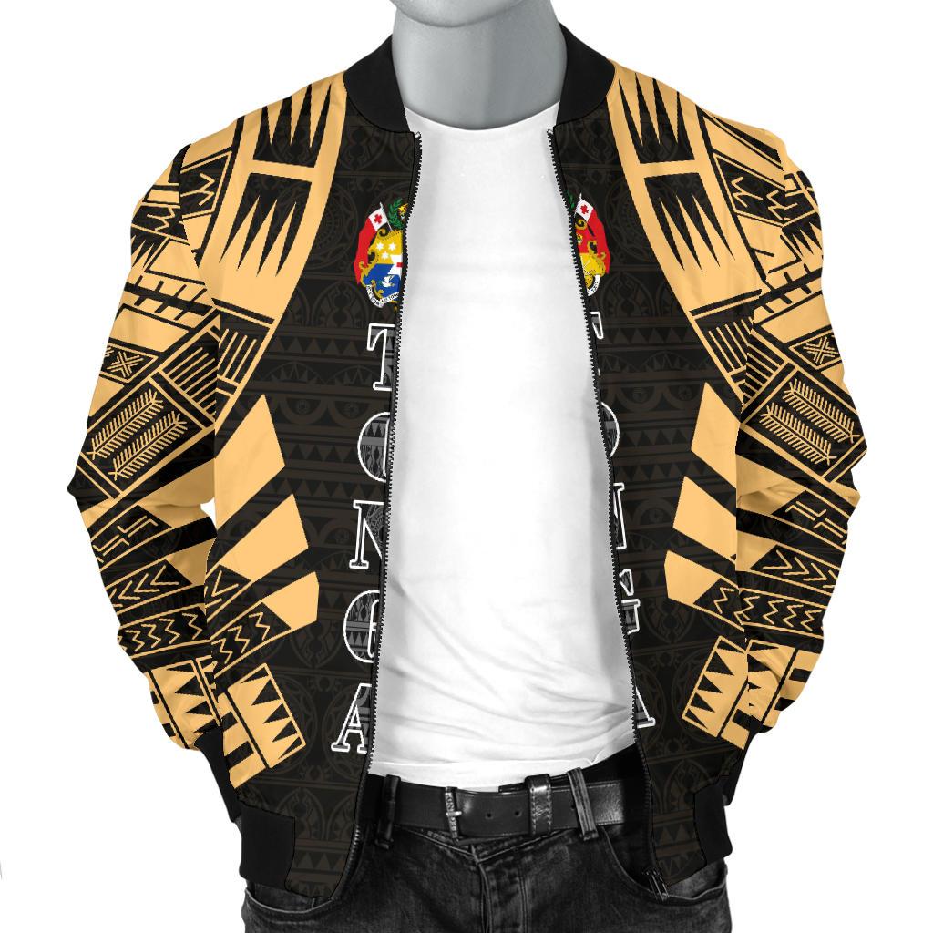 Tonga Men Bomber Jackets - Polynesian Tattoo Gold - Polynesian Pride