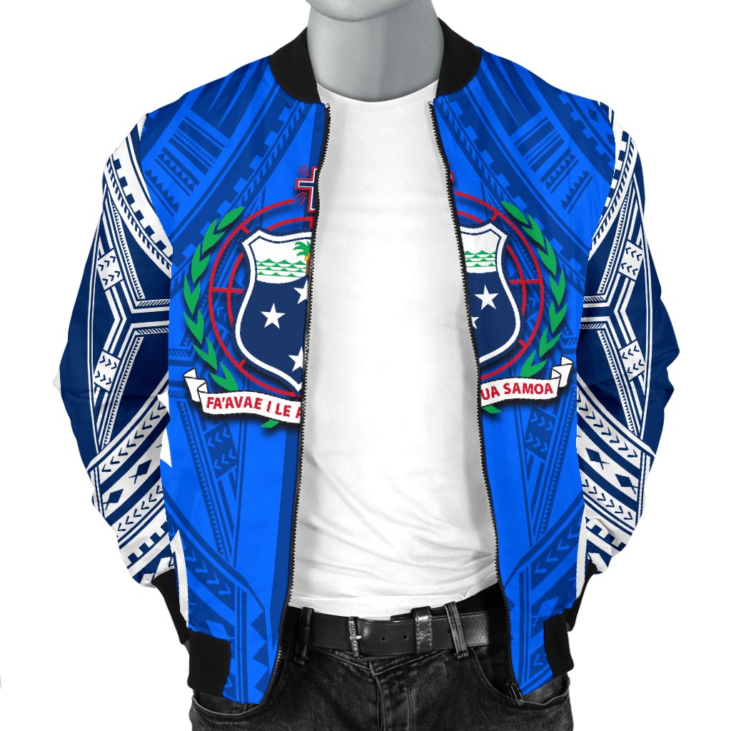 Samoa Polynesian Men's Bomber Jacket - Samoan Pattern With Seal - Polynesian Pride