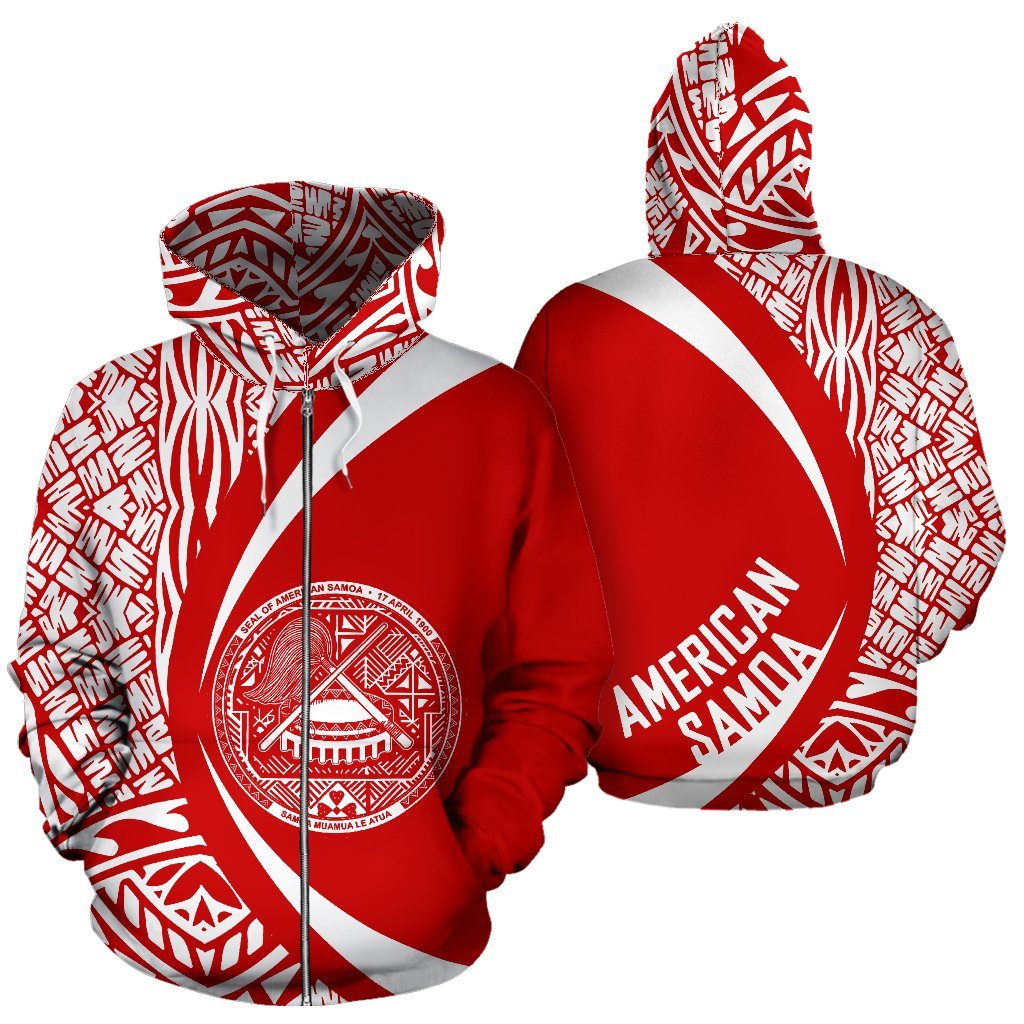 American Samoa Polynesian Zip up Hoodie Circle Style 01 - Polynesian Pride