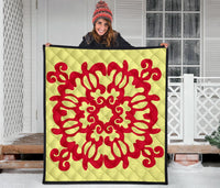 Hawaiian Quilt Turtle Pattern New Yellow Premium Quilt - Skin Style - AH - Polynesian Pride