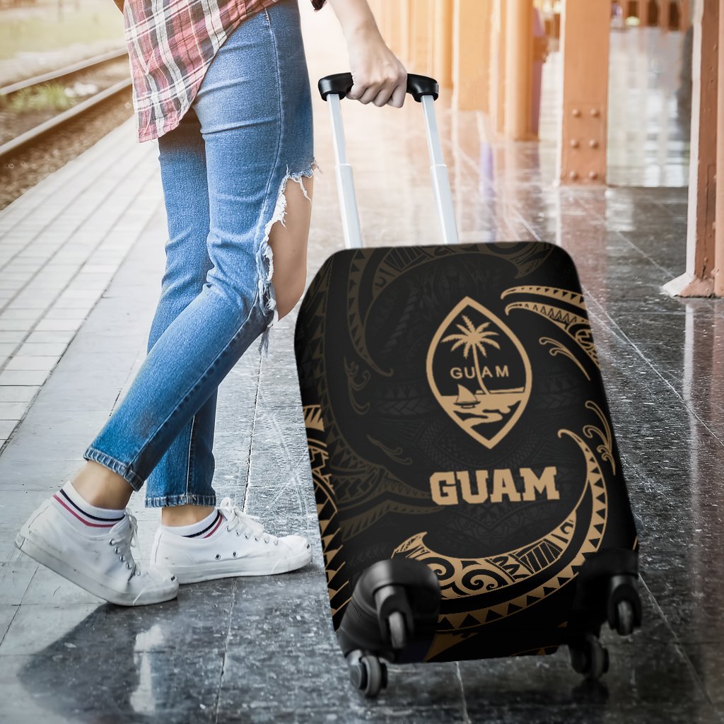 Guam Polynesian Luggage Covers - Gold Tribal Wave - Polynesian Pride