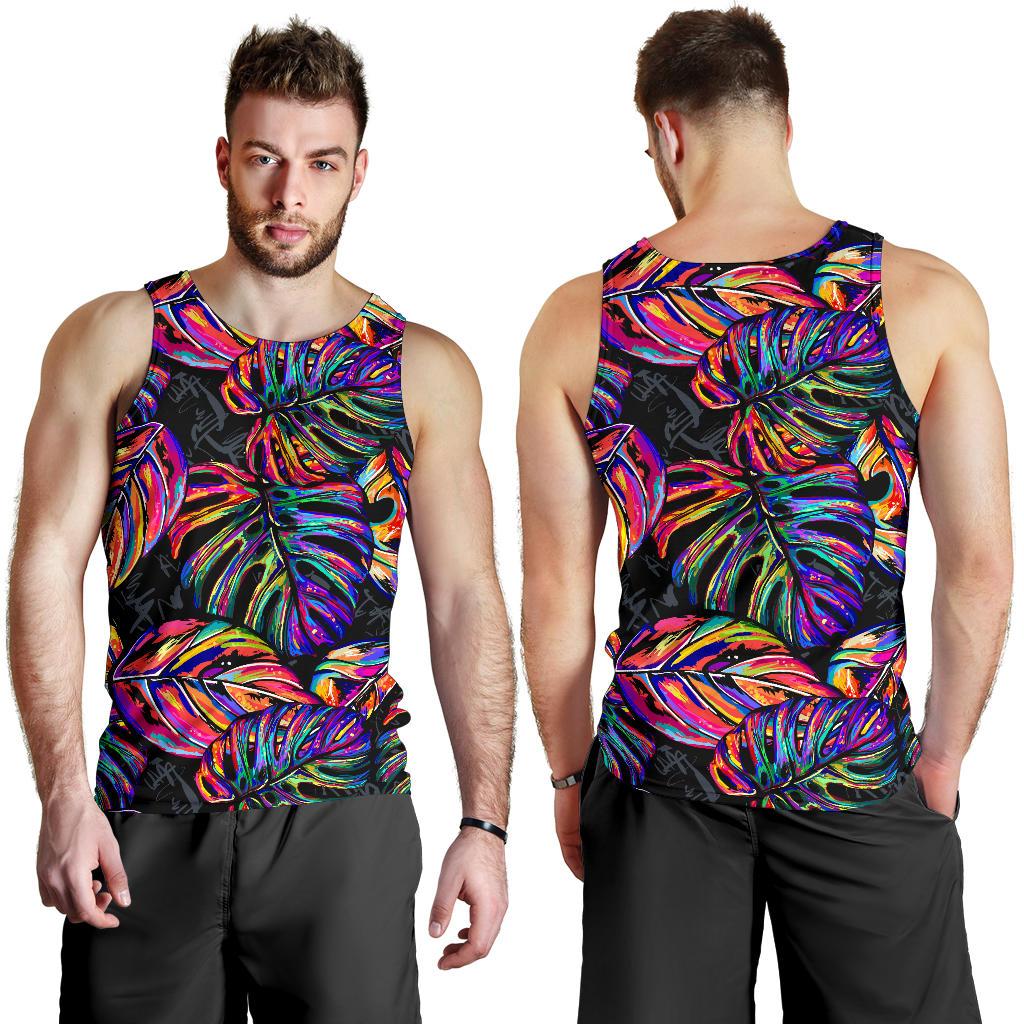 Palm Leaves Men's Tank Top - Neon Color - Polynesian Pride