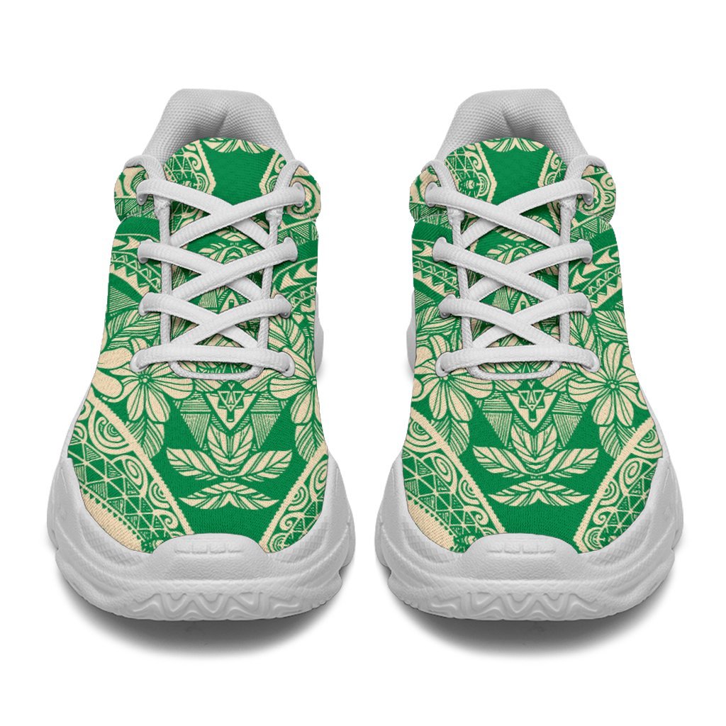 Polynesian Plumeria Mix Green Chunky Sneakers - Polynesian Pride
