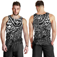 Polynesian Hawaii (Kanaka Maoli) Men's Tank Top - Black Turtle Hibiscus Flowing - Polynesian Pride
