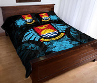 Kiribati Polynesian Quilt Bed Set Hibiscus Blue - Polynesian Pride
