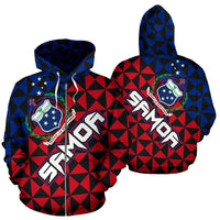 Samoa Polynesian Zip up Hoodie Samoa Coat of Arms New Style Unisex Black - Polynesian Pride