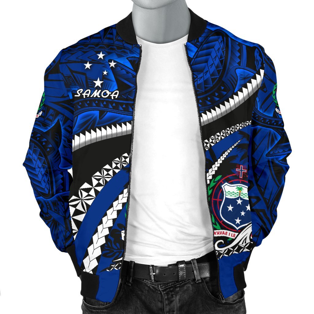 Samoa Men Bomber Jacket Polynesian Shark Tattoo - Polynesian Pride