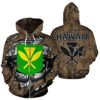 Polynesian Kanaka Maoli Hawaii Zip Hoodie Gold Unisex Gold - Polynesian Pride