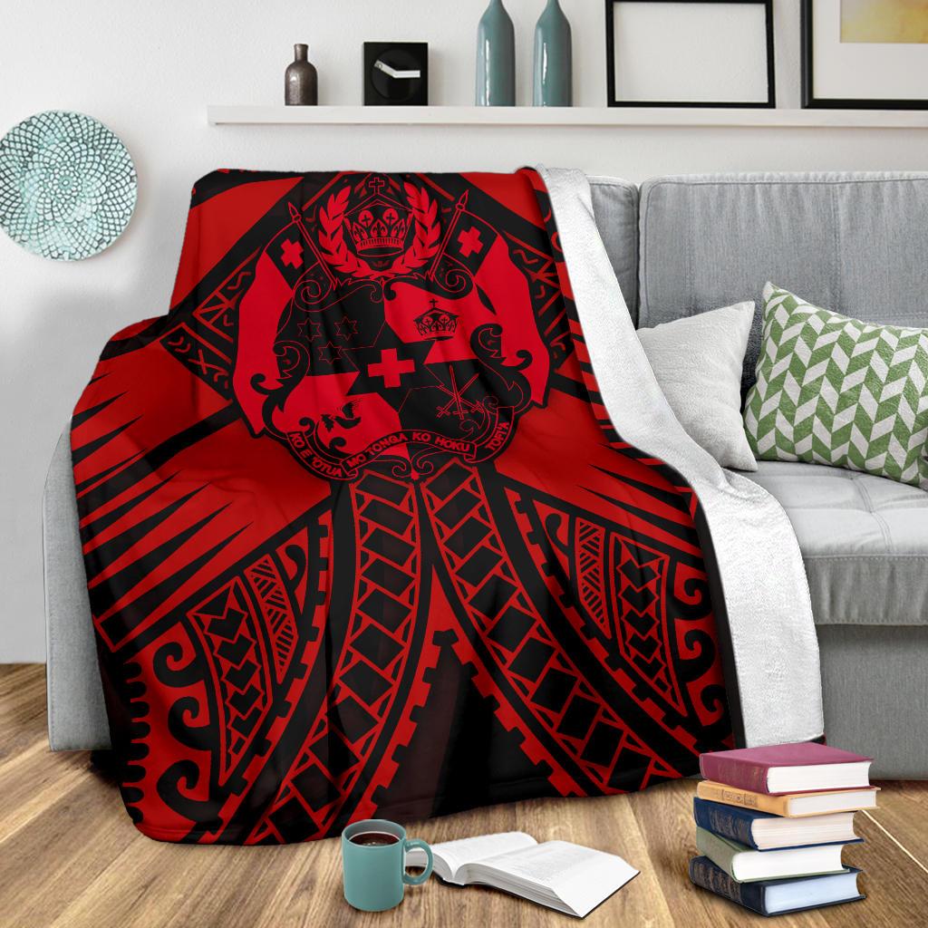 Tonga Polynesian Premium Blanket - Tonga Red Seal with Polynesian tattoo - Polynesian Pride