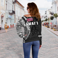 Hawaii Kanaka Polynesian Women's Off Shoulder Sweater - White - Polynesian Pride