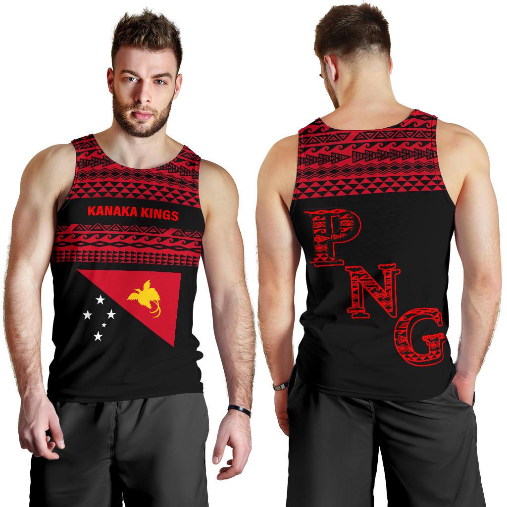 Kanaka Kings Men's Tank Top - PNG Flag Black - Polynesian Pride