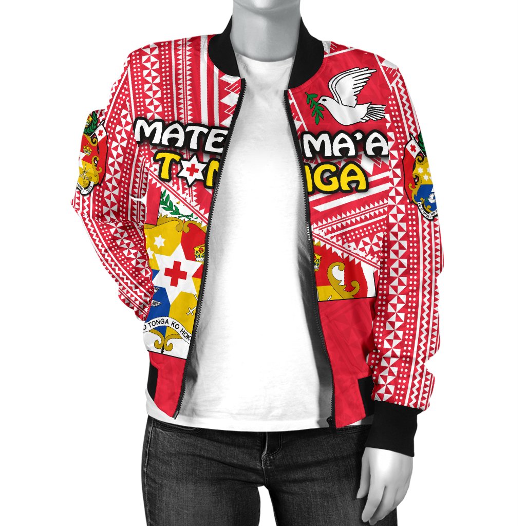 Mate Ma'a Tonga Women Bomber Jacket Coat Of Arms - Polynesian Pride