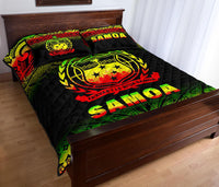 Samoa Quilt Bed Set - Samoa Coat Of Arms Polynesian Tattoo Black Fog Reggae Version - Polynesian Pride