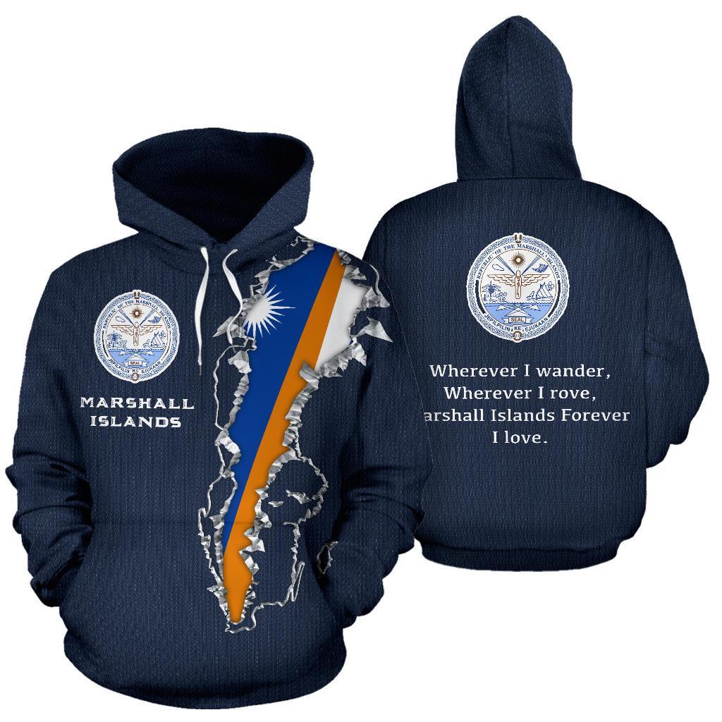 Marshall Islands Hoodie Marshall Islands Seal Flag Forever I Love Unisex Navy - Polynesian Pride