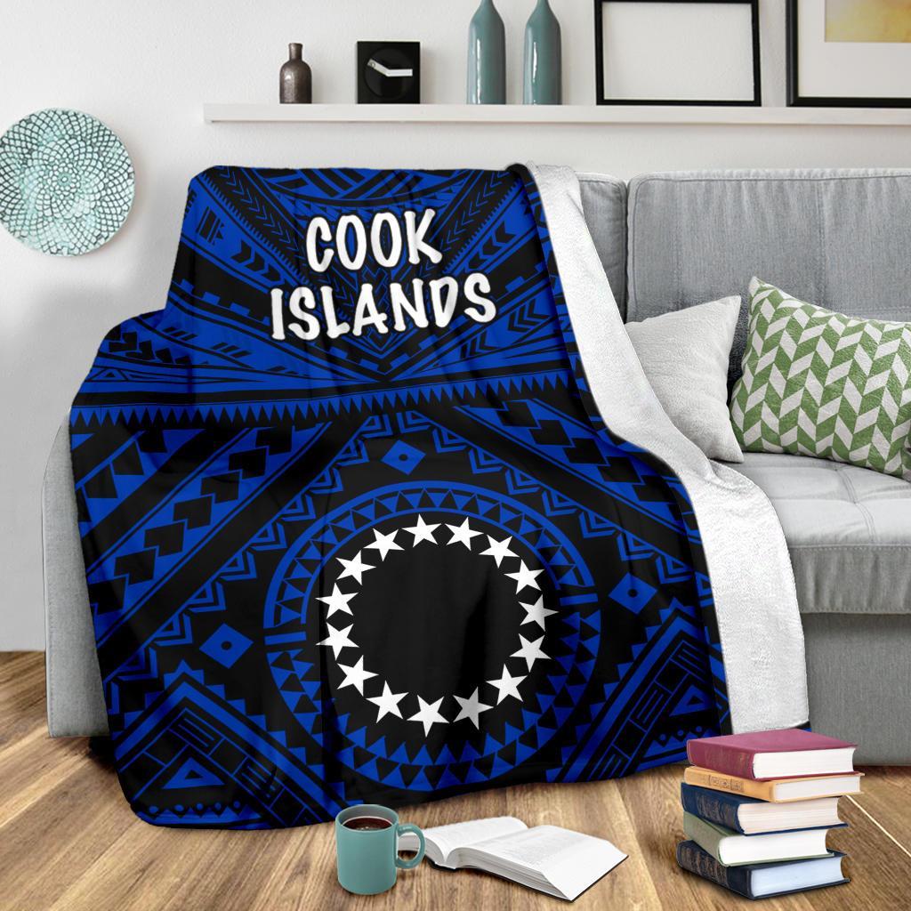 Cook Island Premium Blanket - Seal With Polynesian Tattoo Style ( Blue) - Polynesian Pride