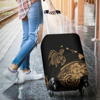Hawaii Map Plumeria Polynesian Large Gold Turtle Luggage Covers - Polynesian Pride
