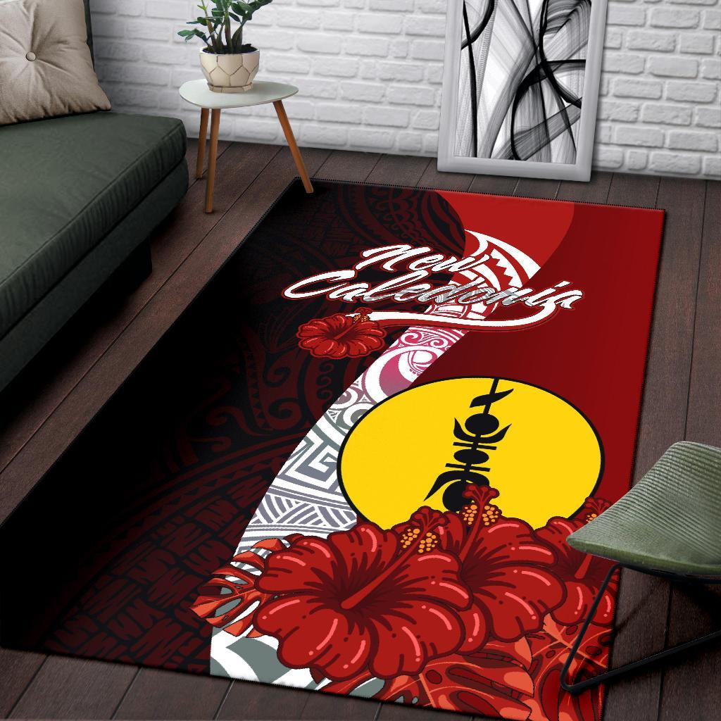 New Caledonia Polynesian Area Rug - Coat Of Arm With Hibiscus - Polynesian Pride