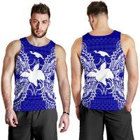 Papua New Guinea Polynesian Men Tank Top Map Blue - Polynesian Pride