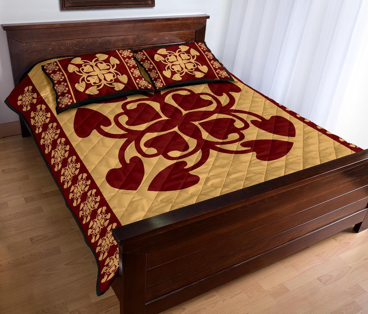 Hawaiian Quilt Pattern Kalo Love Quilt Bed Set - Polynesian Pride