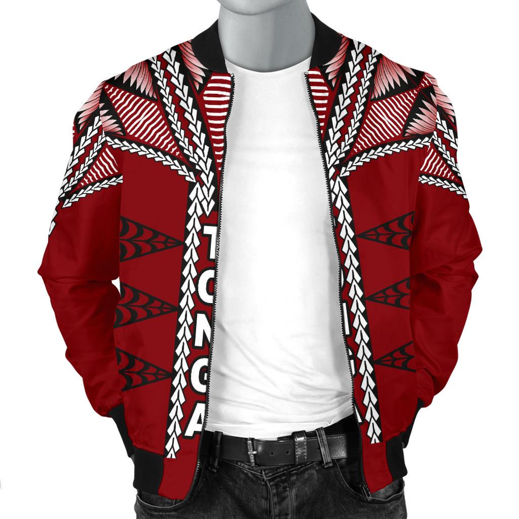 Tonga Polynesian Men's Bomber Jacket - Tongan Ngatu Pattern - Polynesian Pride