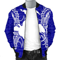 Papua New Guinea Polynesian Men's Bomber Jacket Map Blue - Polynesian Pride