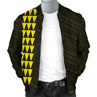 Hawaii Kakau Polynesian Anchor Map Men's Bomber Jacket - Yellow - Polynesian Pride