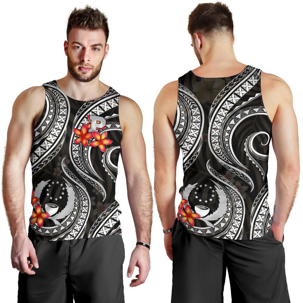 Pohnpei Micronesian Men Tank Top - Black Plumeria - Polynesian Pride