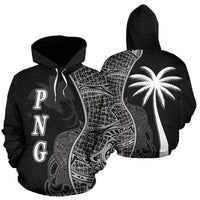 Papua New Guinea Polynesian Hoodie Coconut Tree Black Unisex Black - Polynesian Pride