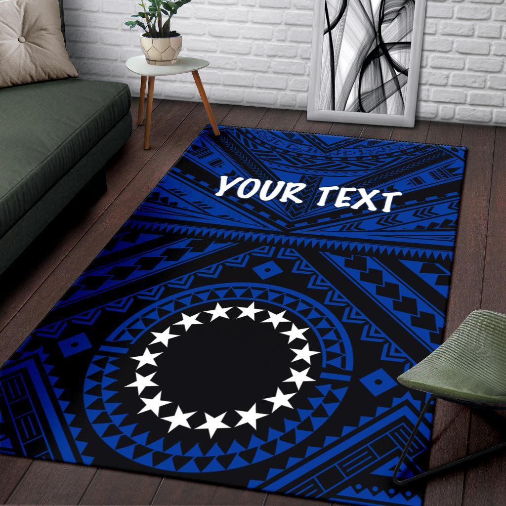 Cook Island Personalised Area Rug Seal With Polynesian Tattoo Style ( Blue) - Polynesian Pride