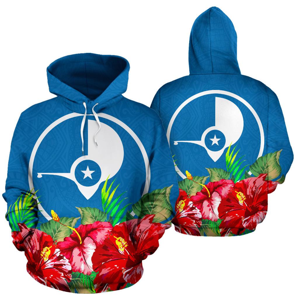 Yap Polynesian Hoodie Flag Hibiscus Unisex Blue - Polynesian Pride