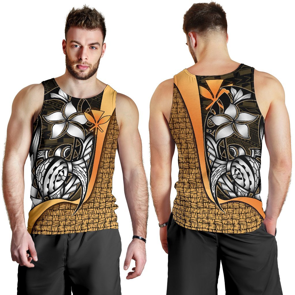 Polynesian Hawaii Men Tank Top Gold - Turtle with Hook GOLD - Polynesian Pride