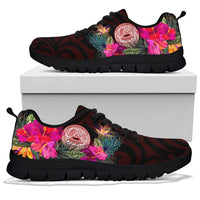 American Samoa Sneakers - Coat Of Arm With Polynesian Patterns - Polynesian Pride