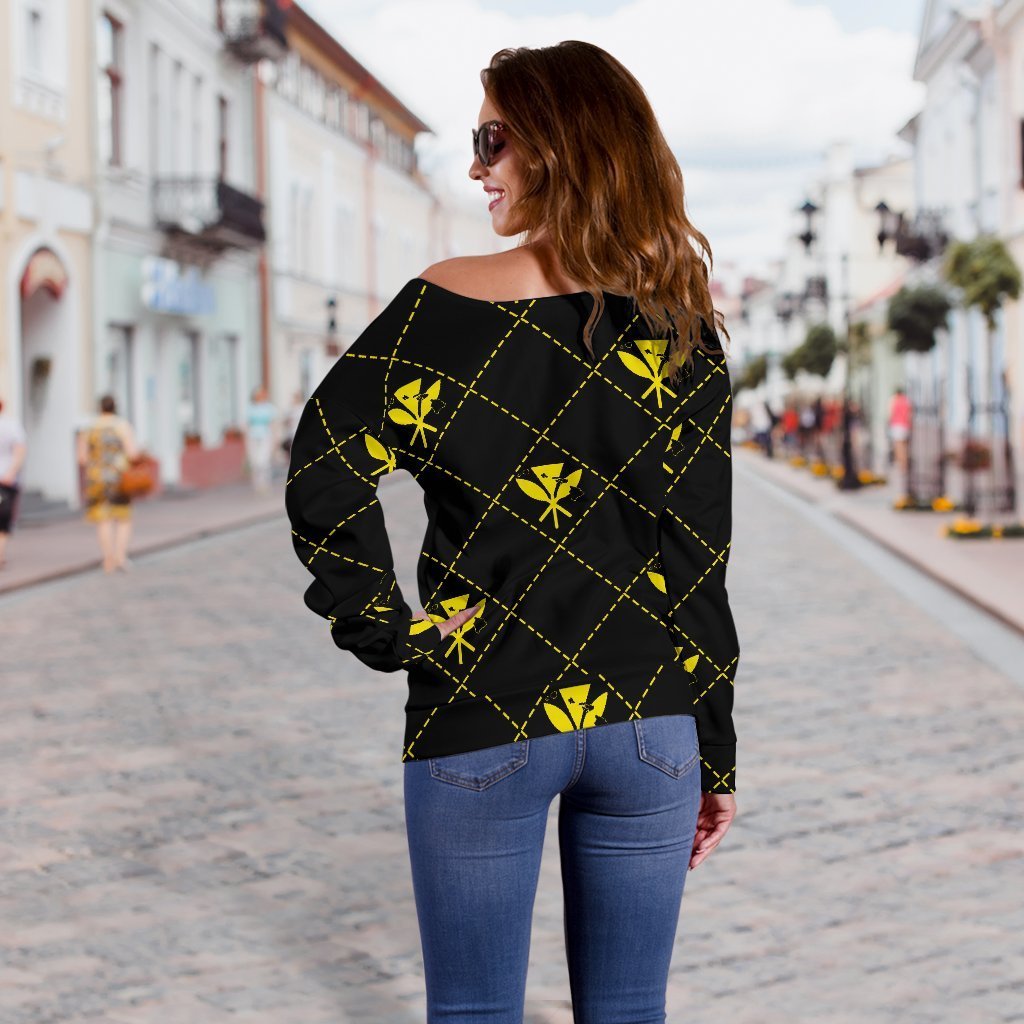 Kanaka Maoli Women's Off Shoulder Sweater Regal AH - Polynesian Pride