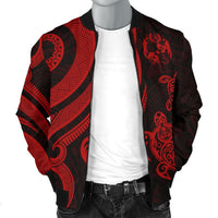 Tonga Polynesian Men Bomber Jacket - Red Tentacle Turtle - Polynesian Pride