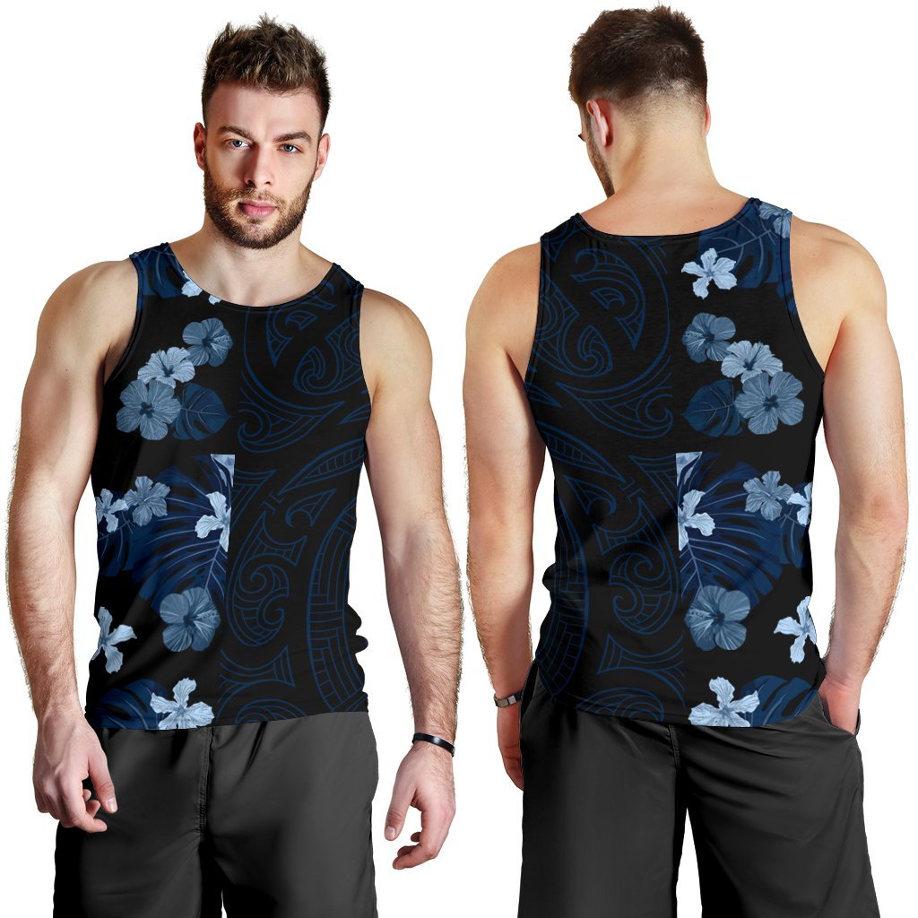 Tropical Polynesian - Hawaiian Men's Tank Top - Curtis Style Indigo - Polynesian Pride
