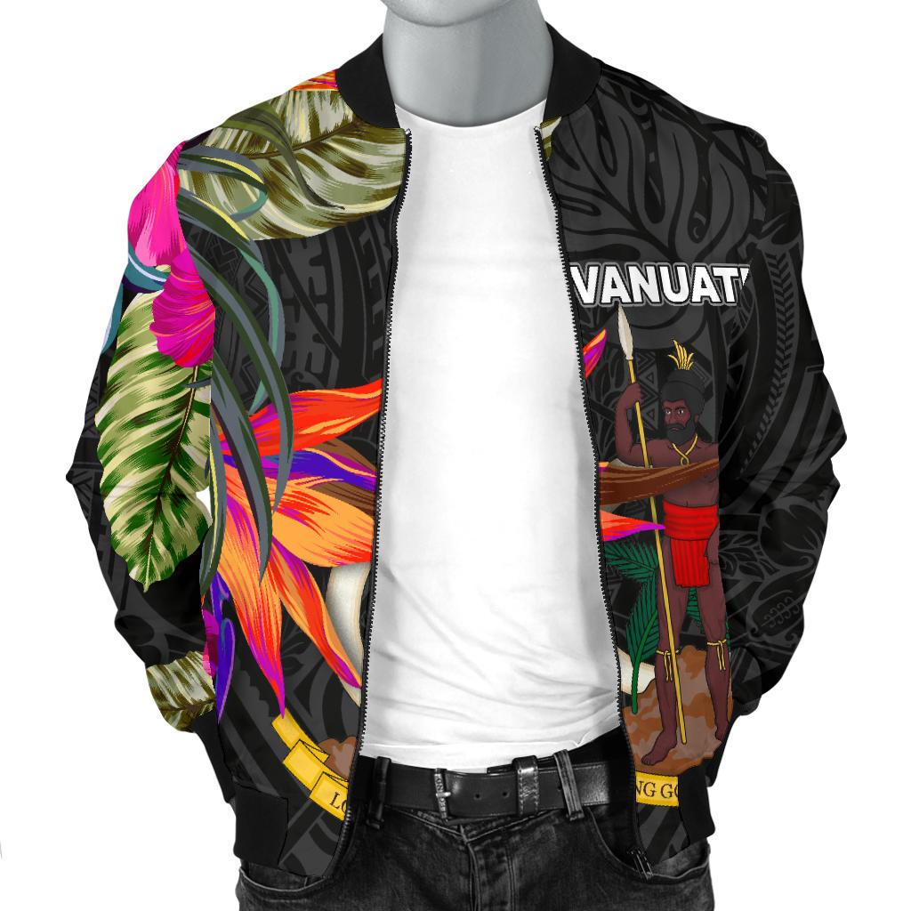 Vanuatu Men's Bomber Jacket - Hibiscus Polynesian Pattern - Polynesian Pride