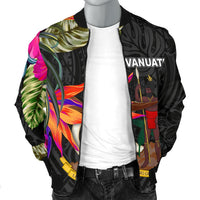Vanuatu Men's Bomber Jacket - Hibiscus Polynesian Pattern - Polynesian Pride