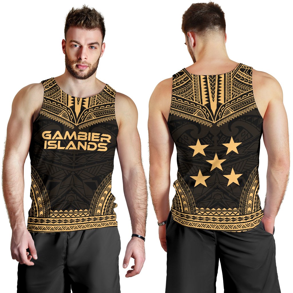 Gambier Islands Men's Tank Top - Polynesian Chief Gold Version - Polynesian Pride