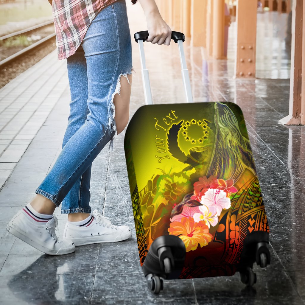 Pohnpei Custom Personalised Luggage Covers - Humpback Whale with Tropical Flowers (Yellow) - Polynesian Pride