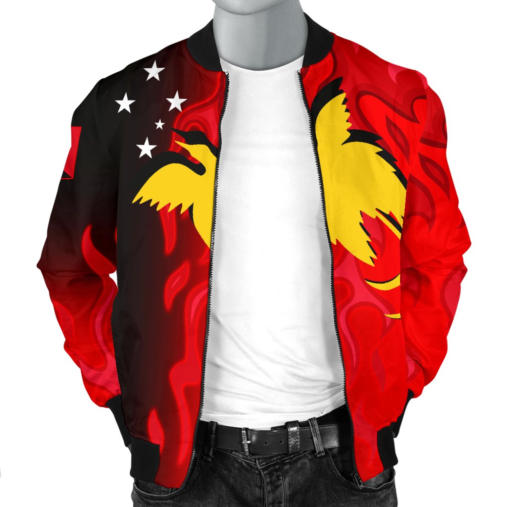 Papua New Guinea Bomber Jacket (Men) - PNG Flame - Polynesian Pride