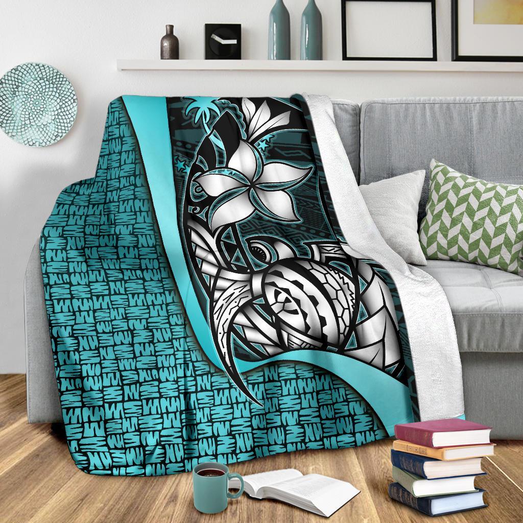 Chuuk Micronesia Premium Blanket Turquoise - Turtle With Hook - Polynesian Pride