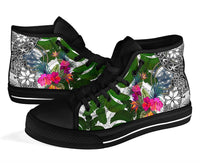 Palau High Top Shoes White - Turtle Plumeria Banana Leaf Crest - Polynesian Pride