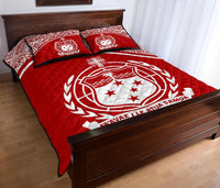 Samoa Quilt Bed Set - Samoa Coat Of Arms Red Curve Version - Polynesian Pride