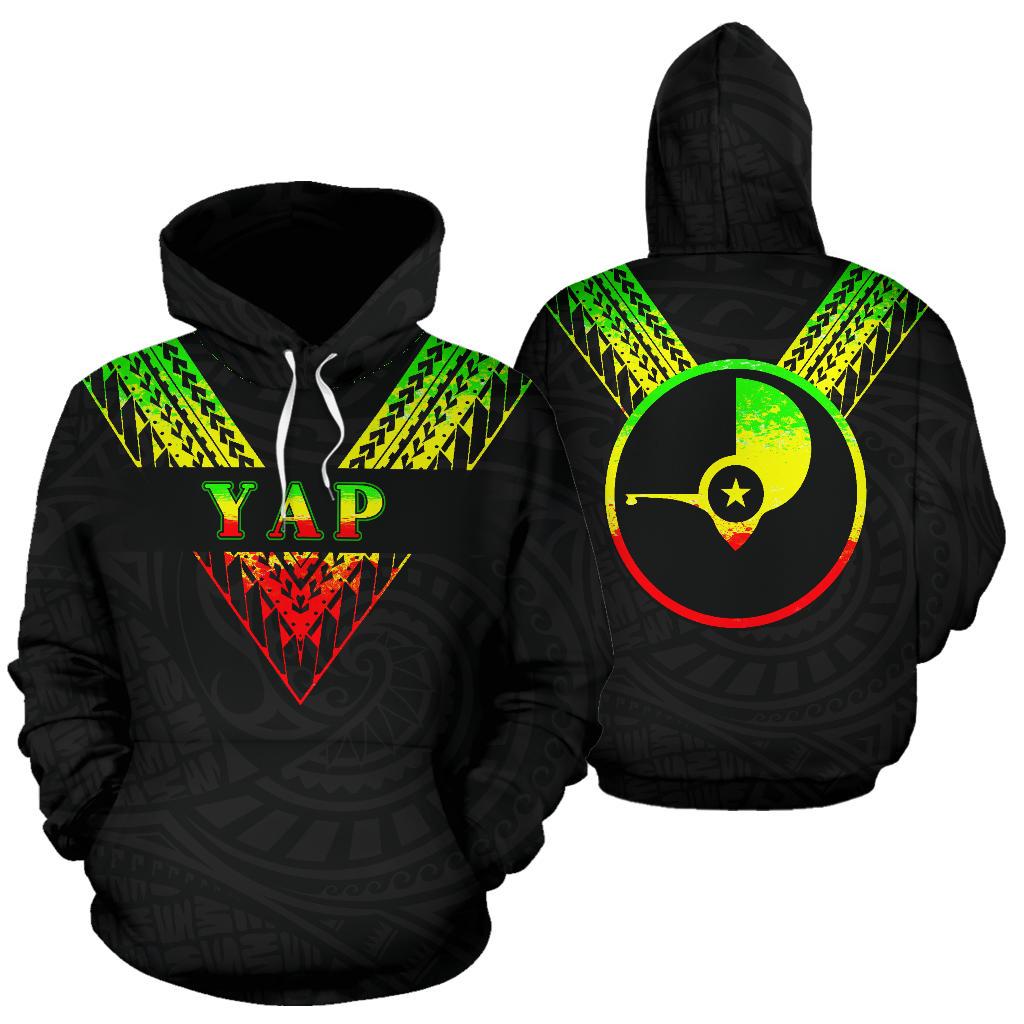 Yap All Over Hoodie Reggae Color Sailor Style Unisex Black - Polynesian Pride