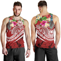 Tahiti Polynesian Men's Tank Top - Summer Plumeria (Red) - Polynesian Pride