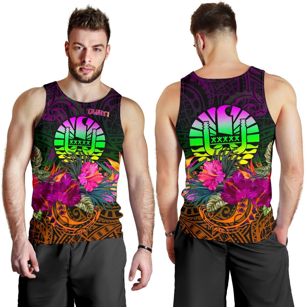 Tahiti Men's Tank Top - Summer Hibiscus - Polynesian Pride