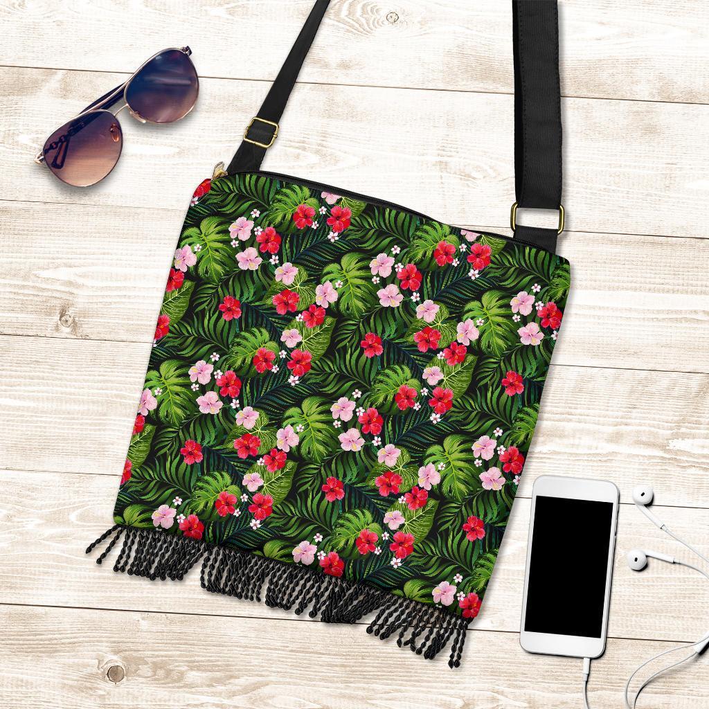 Hawaii Tropical Flower Mix Crossbody Boho Handbag - Polynesian Pride