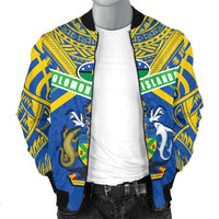 Solomon Islands Men Bomber Jacket Simple Coat Of Arms Rugby - Polynesian Pride