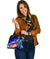Vanuatu Custom Personalised Shoulder Handbag - Humpback Whale with Tropical Flowers (Blue) - Polynesian Pride